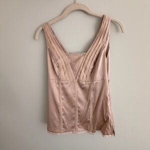 Silk Lace and Chiffon Taupe Sleeveless Blouse Formal Business Work Top WHBM